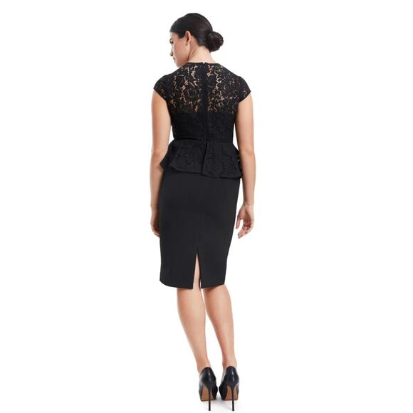 Gravitas Julia Lace Peplum Sheath Dress Black knee length back slit size 8 - Picture 3 of 9